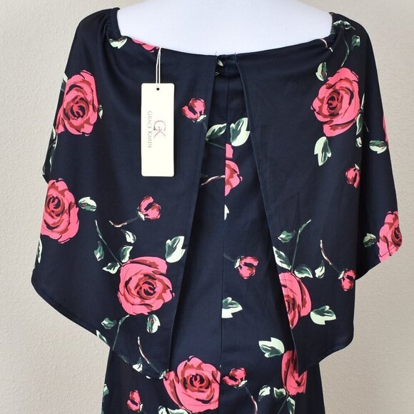 Grace Karin Off Shoulder Floral Cape Sheath Dress NEW - M - Picture 3 of 10
